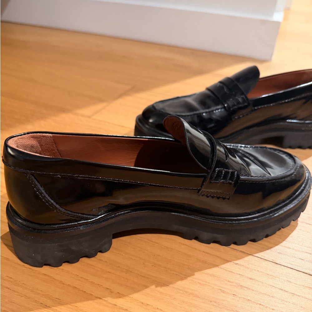 Reformation Black Patent Leather Loafers
